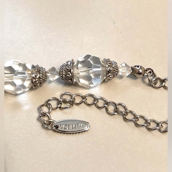 Faceted Clear Bead Necklace w/ Silver Tone Spacers - Picture 3 of 10
